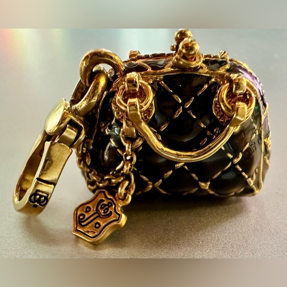 Juicy Couture Quilted Bowler Bag (vintage 2006) Brass and Enamel Charm